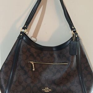 Coach Signature Brown and Black Shoulder Bag